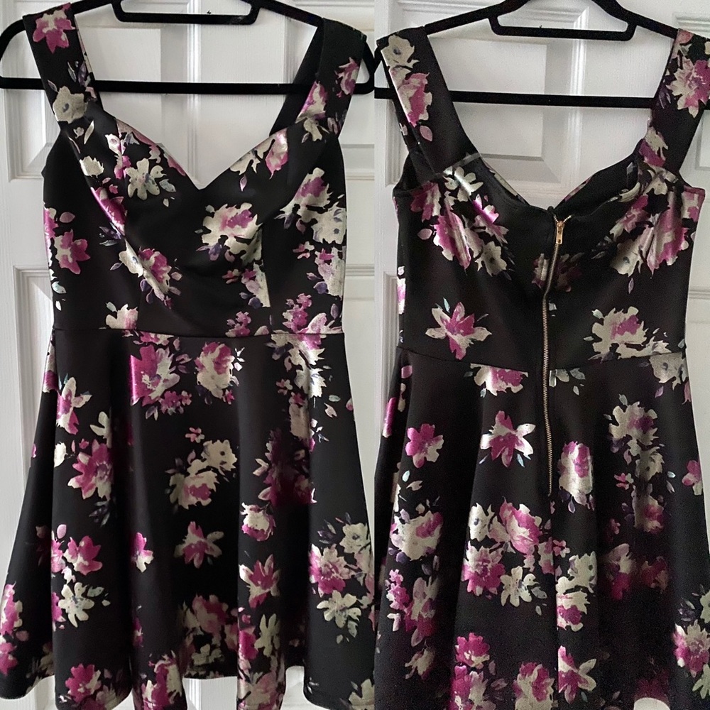TRAC black floral dress